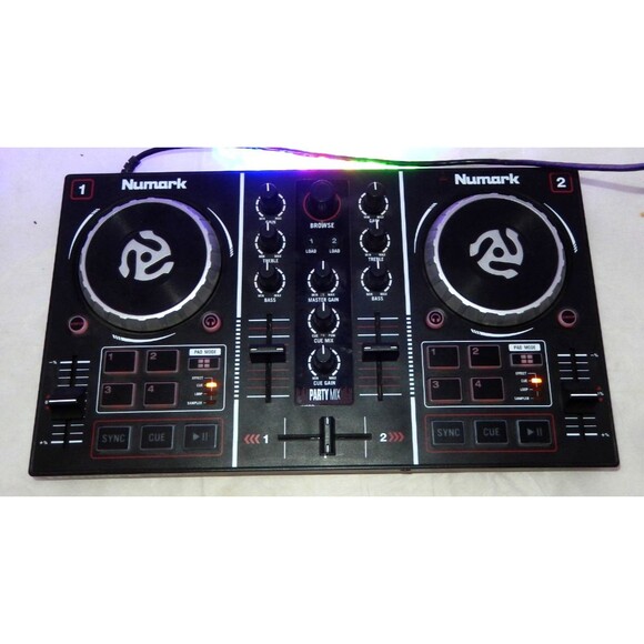 Numark Party Mix Double Deck DJ Controller Built-In Party Lights USB Powered - Picture 3 of 10